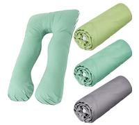 Hahafelt 3 Pcs U-Shaped Pregnancy Pillow Cover, Cotton or Crystal Velvet Maternity, Soft Breathable Fit for 55"x31" Body Pillow(Bright,Cotton)