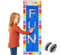 Hahafelt 47 x 22 Inches Sensory Wall Sequin Flip Fabric for Kid Large Reversible Sequin Sensory Graffiti Fabric for Toddler First Day of School Sequins Wall Fabrics Classroom Hang Tactile Stimulation
