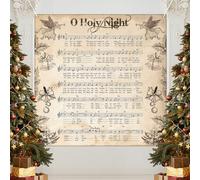 Hahafelt 6 ft x 6 ft Vintage Religious Christmas O Holy Night Sheet Music Fabric Backdrop Christmas Church Banners Religious Hanging Backdrop Background for Xmas Holy Night Festival Photo Banner Prop