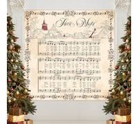 Hahafelt 6 ft x 6 ft Vintage Religious Christmas Silent Night Sheet Music Fabric Backdrop Christmas Church Banners Religious Hanging Backdrop Background for Xmas Festival Photo Banner Prop