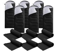 Hahafelt 6 Pack Camping Sleeping Bags Bulk with Fleece Liner for Adults, All Season Lightweight Waterproof Sleep Bag with Compression Sack for Hiking Travel Backpacking Cold Weather Winter(Black)