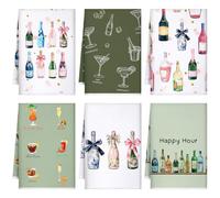 Hahafelt 6 Pcs Bar Cart Kitchen Towels Hostess Gifts for Champagne Cheers Decorative Hand Towels for Champagne Lover Gifts Tea Cloths Bar Decor 24 x 16''