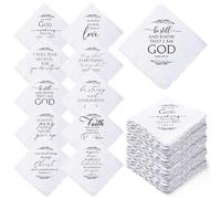 Hahafelt Handkerchiefs for Women Men Christian Gift Bulk Bible Verse Church Religious Gift for Wedding Back to School Pastor, White, 28x29cm