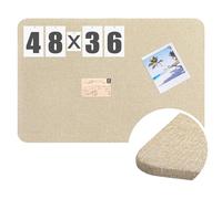 Hahafelt Linen Fabric Bulletin Board Pinboard for Walls Display Frameless Pinboard Display Notice Memory Board for Office Walls Home Kitchen Walls Easy to Install(Brown,48'' X 36'')