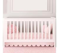 Hahafelt Pink Scalloped Crib Skirt 28"x 52" with 14" Drop Pleated Dust Ruffle with Split Corners for Baby Boys Girls Soft 4-Sided Crib Bed Skirt Nursery Standard Toddler Bedding