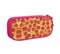 HAHAFU 3D Pizza Pepperoni Double Layer Large Capacity Pencil Case, Full Print Oxford-Cloth Pencil Pouch with Multiple Compartments,Customizable Smooth Zipper Stationery Bag