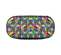 HAHAFU Abstract Color Cubes Purple Double Zipper Pencil Case Makeup Bag,Large Capacity Crush-Resistant Polyester OrganizerFor School Office Travel