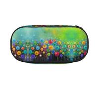 HAHAFU Abstract Style Colorful Flowers Double Zipper Pencil Case Makeup Bag,Large Capacity Crush-Resistant Polyester OrganizerFor School Office Travel