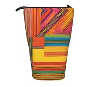 HAHAFU African National Patterns Telescopic Pencil Case, Oxford-Cloth Adjustable Pencil Pouch with Zipper, Multi-Functional Portable Stationery Bag for School Office