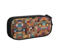 HAHAFU African Style Patchwork Double Layer Large Capacity Pencil Case, Full Print Oxford-Cloth Pencil Pouch with Multiple Compartments,Customizable Smooth Zipper Stationery Bag