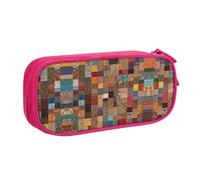 HAHAFU African Style Patchwork Double Layer Large Capacity Pencil Case, Full Print Oxford-Cloth Pencil Pouch with Multiple Compartments,Customizable Smooth Zipper Stationery Bag