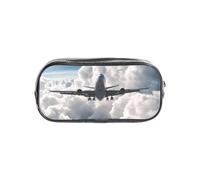 HAHAFU Airplane Art Clear Pencil Case with Full Print On Front Panel,Transparent PVC Pouch, Lightweight Wear-Resistant, Zipper Closure for School, Office, Travel