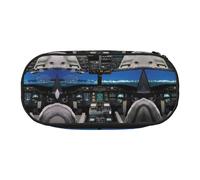 HAHAFU Airplane Cockpit Double Zipper Pencil Case Makeup Bag,Large Capacity Crush-Resistant Polyester OrganizerFor School Office Travel