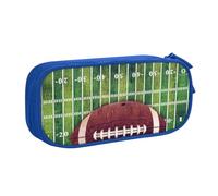 HAHAFU American Football Field and Ball Double Layer Large Capacity Pencil Case, Full Print Oxford-Cloth Pencil Pouch with Multiple Compartments,Customizable Smooth Zipper Stationery Bag