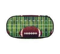 HAHAFU American Football Field and Ball Double Zipper Pencil Case Makeup Bag,Large Capacity Crush-Resistant Polyester OrganizerFor School Office Travel