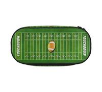 HAHAFU American Football Field Ball Sport Double Zipper Pencil Case Makeup Bag,Large Capacity Crush-Resistant Polyester Organizer for School Office Travel