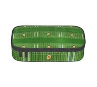 HAHAFU American Football Field Ball Sport Durable Large Capacity Pencil Case with Multiple Compartments,Print Water-Resistant Polyester School Supplies Organizer (Square Design)