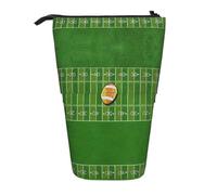 HAHAFU American Football Field Ball Sport Telescopic Pencil Case, Oxford-Cloth Adjustable Pencil Pouch with Zipper, Multi-Functional Portable Stationery Bag for School Office