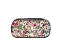 HAHAFU Animal Tiger Leopard Print Rose Flower Clear PVC Pencil Case,Transparent Makeup Bag for School,Office,Travel Gym Accessories Organizer (Full Print Front Panel)