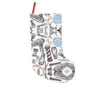 HAHAFU Barber Shop Monochrome Style Christmas Decorations Stocking Ornaments,Personalised Print Plush Hanging Socks For Christmas Decorations 18"