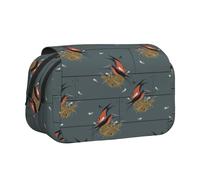 HAHAFU Barn Swallow in Graphite Flip-Top Double-Layer Pencil Case,Large Capacity (Holds 50 Pens/Pencis),Full-Print Durable Polyester School Office Supplies