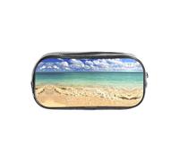 HAHAFU Beach Blue Sea Clear Pencil Case with Full Print On Front Panel,Transparent PVC Pouch, Lightweight Wear-Resistant, Zipper Closure for School, Office, Travel