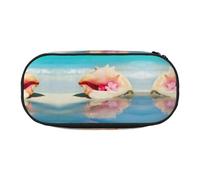 HAHAFU Beach Conch Seascape Double Zipper Pencil Case Makeup Bag,Large Capacity Crush-Resistant Polyester OrganizerFor School Office Travel