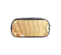 HAHAFU Beach Sea Shell Sand Clear Pencil Case with Full Print On Front Panel,Transparent PVC Pouch, Lightweight Wear-Resistant, Zipper Closure for School, Office, Travel