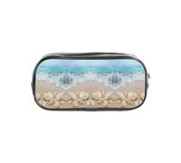 HAHAFU Beach Seashell Clear Pencil Case with Full Print On Front Panel,Transparent PVC Pouch, Lightweight Wear-Resistant, Zipper Closure for School, Office, Travel