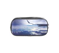 HAHAFU Beautiful Airplane Clear Pencil Case with Full Print On Front Panel,Transparent PVC Pouch, Lightweight Wear-Resistant, Zipper Closure for School, Office, Travel