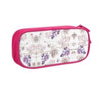 HAHAFU Beautiful Grape Leaves Double Layer Large Capacity Pencil Case, Full Print Oxford-Cloth Pencil Pouch with Multiple Compartments,Customizable Smooth Zipper Stationery Bag