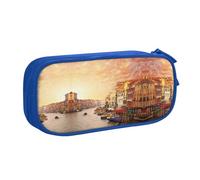 HAHAFU Beautiful Venice Canal View Double Layer Large Capacity Pencil Case, Full Print Oxford-Cloth Pencil Pouch with Multiple Compartments,Customizable Smooth Zipper Stationery Bag