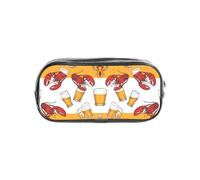 HAHAFU Beer and Crawfish Pattern Clear Pencil Case with Full Print On Front Panel,Transparent PVC Pouch, Lightweight Wear-Resistant, Zipper Closure for School, Office, Travel