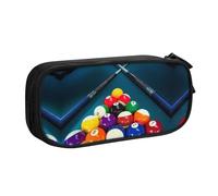 HAHAFU Billiard Double Layer Large Capacity Pencil Case, Full Print Oxford-Cloth Pencil Pouch with Multiple Compartments,Customizable Smooth Zipper Stationery Bag