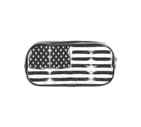 HAHAFU Black and White American Flag Clear PVC Pencil Case,Transparent Makeup Bag for School,Office,Travel Gym Accessories Organizer (Full Print Front Panel)