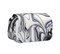 HAHAFU Black and White Paint Mixed Flip-Top Double-Layer Pencil Case,Large Capacity (Holds 50 Pens/Pencis),Full-Print Durable Polyester School Office Supplies