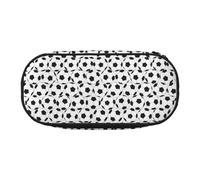 HAHAFU Black and White Soccer Ball Pattern Double Zipper Pencil Case Makeup Bag,Large Capacity Crush-Resistant Polyester OrganizerFor School Office Travel