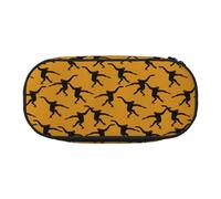 HAHAFU Black Gibbon Monkey Double Zipper Pencil Case Makeup Bag,Large Capacity Crush-Resistant Polyester Organizer for School Office Travel
