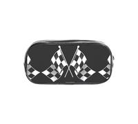 HAHAFU Black White Formula Checkered Flags Pattern Clear Pencil Case with Full Print On Front Panel,Transparent PVC Pouch, Lightweight Wear-Resistant, Zipper Closure for School, Office, Travel