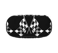 HAHAFU Black White Formula Checkered Flags Pattern Double Zipper Pencil Case Makeup Bag,Large Capacity Crush-Resistant Polyester Organizer for School Office Travel