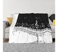 HAHAFU Black White Music Note Personalised Blanket, Print Warm Soft Comfortable Flannel Throw Blanket For Bed Sofa