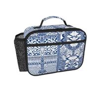 HAHAFU Blue Polynesian Maori Tribal Pattern Insulated Lunch Bag with All-Over Print,Oxford-Fabric Lunch Tote, Peva Lining Cotton Padding,Keeps Food Hot Or Cold for Work School Travel