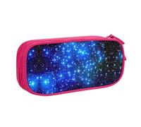 HAHAFU Blue Shining Stars Double Layer Large Capacity Pencil Case, Full Print Oxford-Cloth Pencil Pouch with Multiple Compartments