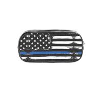 HAHAFU Blue Thin Line USA Flag Clear Pencil Case with Full Print On Front Panel,Transparent PVC Pouch, Lightweight Wear-Resistant, Zipper Closure for School, Office, Travel