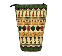 HAHAFU Bohemia Style Traditional African Pattern Telescopic Pencil Case, Oxford-Cloth Adjustable Pencil Pouch with Zipper, Multi-Functional Portable Stationery Bag for School Office