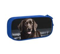 HAHAFU Brown Labrador Retriever Double Layer Large Capacity Pencil Case, Full Print Oxford-Cloth Pencil Pouch with Multiple Compartments,Customizable Smooth Zipper Stationery Bag