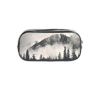 HAHAFU Canadian Smokey Mountain Cliff Clear Pencil Case with Full Print On Front Panel,Transparent PVC Pouch, Lightweight Wear-Resistant, Zipper Closure for School, Office, Travel