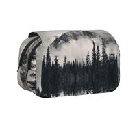 HAHAFU Canadian Smokey Mountain Cliff Flip-Top Double-Layer Pencil Case,Large Capacity (Holds 50 Pens/Pencis),Full-Print Durable Polyester School Office Supplies