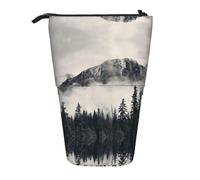 HAHAFU Canadian Smokey Mountain Cliff Telescopic Pencil Case, Oxford-Cloth Adjustable Pencil Pouch with Zipper, Multi-Functional Portable Stationery Bag for School Office