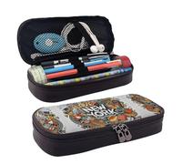 HAHAFU Cartoon Cute New York American Theme Art Leather Pencil Case for Girls Boys,Personalised Print Large Stationery Pencil Case with Compartments.